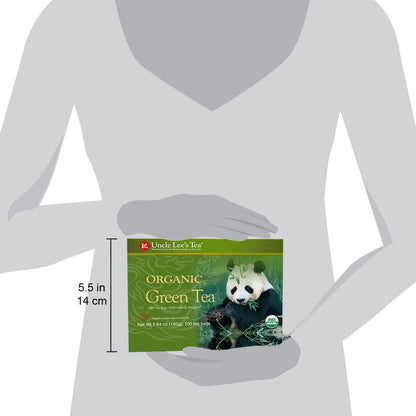 Uncle Lee's Organic Green Tea Bags, 106-Count Super Pack – Bright & Refreshing, Lightly Caffeinated Bulk Tea for Home, Office, Camping