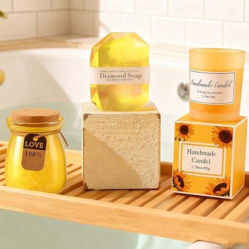 Sunflower Gift Box for Women - Spa Self-Care Set with Tote & 10 Gifts