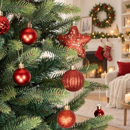 Small Red Christmas Ball Ornament Set - 50PCS Holiday Decorations