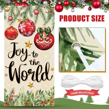 Christmas Door Cover Backdrop 35x71 Inches – Festive Xmas Balls & Pine Cones Decor