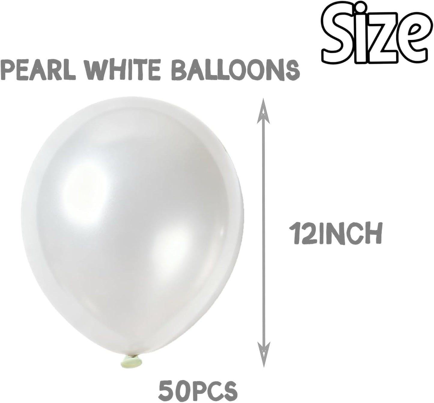Pearl White Balloons | 12-Inch Matte Latex Balloons - 50PCS for Weddings, Birthdays & Parties