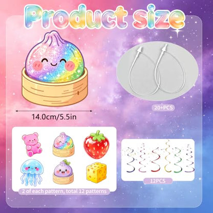 12 Pcs Squishy Birthday Decorations Hanging Ceiling Swirls - Party Decor