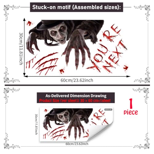 Halloween Window Clings - Scary Witch Blood Text Static Decals - Variations of THIS listing