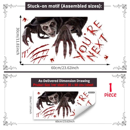 Halloween Window Clings - Scary Witch Blood Text Static Decals - Variations of THIS listing