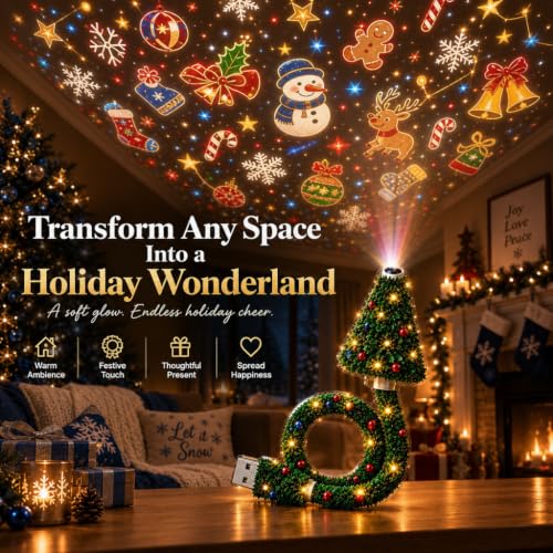 Christmas USB Projector Light - 6-in-1 Festive Scene Projection for Wall & Ceiling, Indoor Holiday Decor, Ideal Xmas Gift