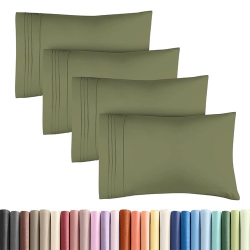 King Standard Pillow Cases Set of 4 - Soft Hotel Quality Pillowcase Covers - Comfy Bedding for Women, Men, Kids & Teens - Machine Washable Pillow Protectors - 4 Piece Set - King Standard Sage Green