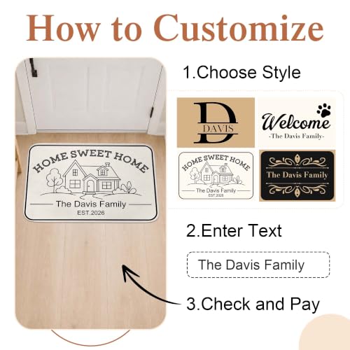 Personalized Front Door Mat - Custom Family Name Rug Set - Family Variation