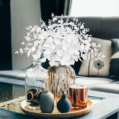 Yen Jean 14PCS White Eucalyptus Artificial Flowers for Home Decor - Faux Silk Stems