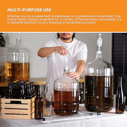 3 Gallon Clear Glass Italian Carboy - 30 mm Cork Neck Finish (CORK NOT INCLUDED)