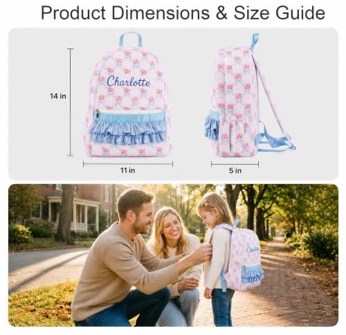 Personalized Girls Preschool Backpack with Name - Bubblegum Pink Ruffle Bag