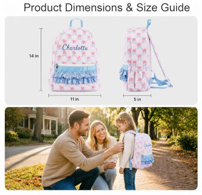 Personalized Girls Preschool Backpack with Name - Bubblegum Pink Ruffle Bag