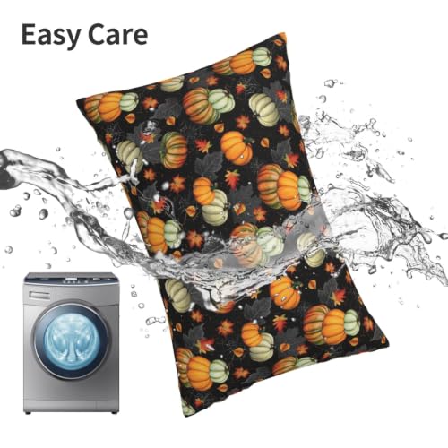 White Fall Maple Leaf Pumpkin Pillow Case 20x30 Inches with Zipper – Soft Plush Fabric