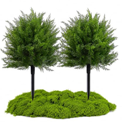 Artificial Cedar Topiary Ball Trees Set - UV-Resistant Outdoor Decor