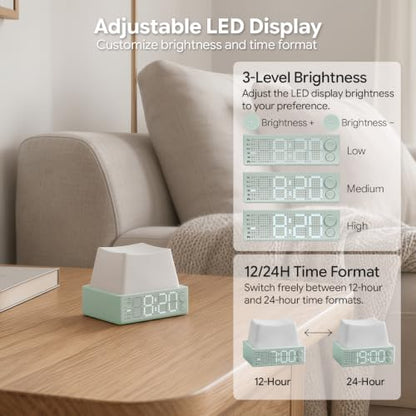 Green Keycap Alarm Clock with Sleep Mode & Dual Alarm - Rechargeable Digital Desk Clock