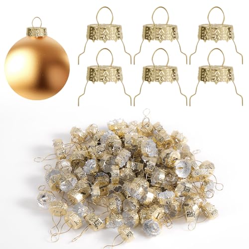 100PCS Christmas Ornament Caps Gold 2.2cm - DIY Holiday Decorations