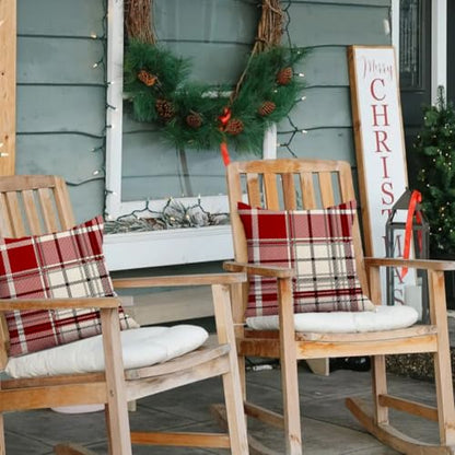 Christmas Pillow Covers 18x18 Pack of 2 Red Plaid Waterproof Home Decor