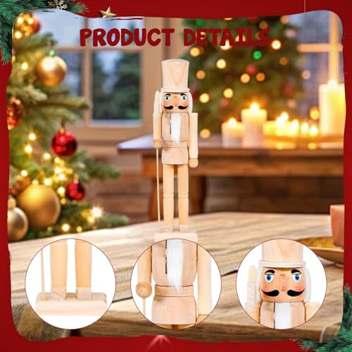 Unpainted Wooden Nutcracker Doll for DIY Christmas Decorations - 15 Inch