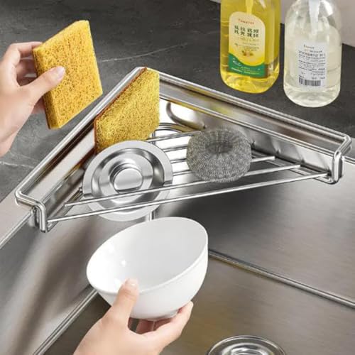 2PCS Stainless Steel Corner Sink Shelf - Triangular Kitchen Organizer