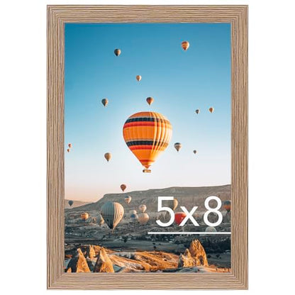 JCJMY 5x8 Picture Frame Rustic Brown for Wall Hanging or Tabletop, Wall Mounting Horizontally or Vertically, 5 x 8 Wall Gallery Poster Photo Frame with Shatter Resistant Plexiglass,Rustic Brown
