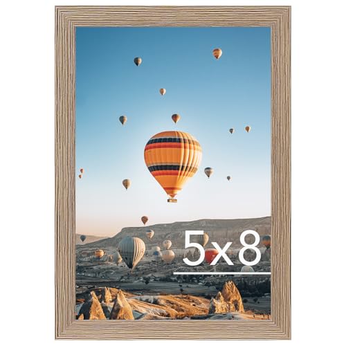 JCJMY 5x8 Picture Frame Rustic Brown for Wall Hanging or Tabletop, Wall Mounting Horizontally or Vertically, 5 x 8 Wall Gallery Poster Photo Frame with Shatter Resistant Plexiglass,Rustic Brown