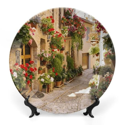 Tuscany Town Scenery Alley Bone China Decorative Plate - Artful Home Decor