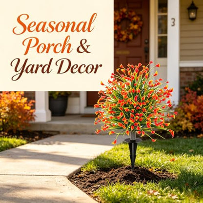 24-Inch Fall Artificial Topiary Ball with Ground Spike - Lush Outdoor Decor (Variation A)