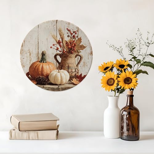 Fall Pumpkins Wall Decor Plates - 10 Inch Thanksgiving Harvest Design - PE-6