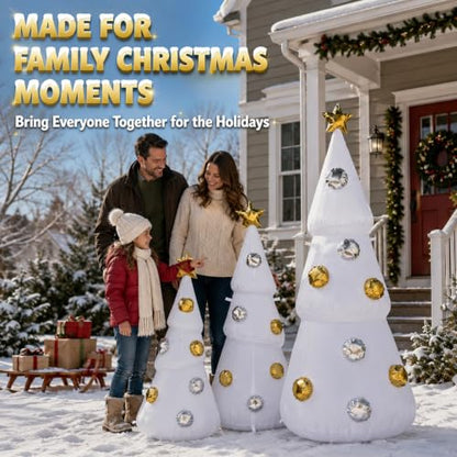 7FT White Christmas Tree Inflatables Set with Color LED Lights - Holiday Decor