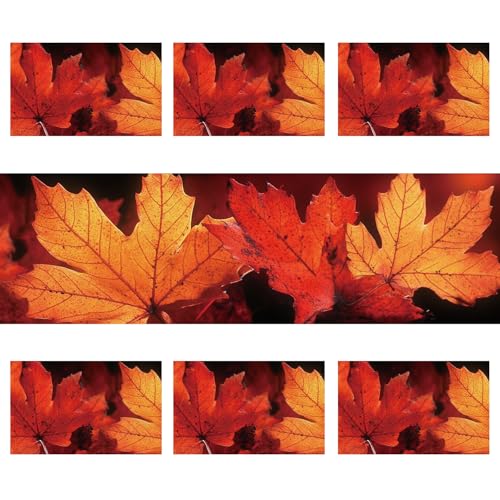 Autumn Maple Leaves Table Runner & Placemats Set - Fall Dining Decor, 6 Pieces (13x72" Runner + 12x18" Mats) - Thanksgiving Kitchen Decor
