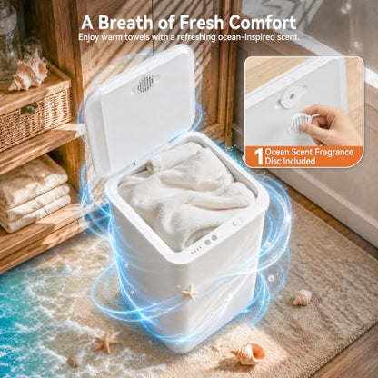 Manastin Heated Towel Warmer with Fragrance Disc Holder - White