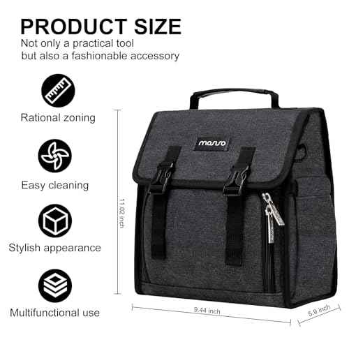 MOSISO Lunch Bag, Insulated Lunch Box for Women Men, Large Capacity Tote Bag, Reusable Leakproof Flapover Cooler with Front Pocket & Shoulder Strap for Office, Work, Travel, Picnic, Beach, Black
