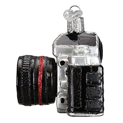 Christmas Glass Ornament - Old World Handcrafted Camera Holiday Decor - Variation of THIS listing