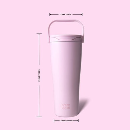 BOTTLE BOTTLE Insulated Tumbler with Handle & Straw Lid, 30oz Stainless Steel Leak-Proof Water Bottle for Hot & Cold Drinks, Add Ice Without Unscrewing, BPA-Free for Travel, Sports, Office(Pink)