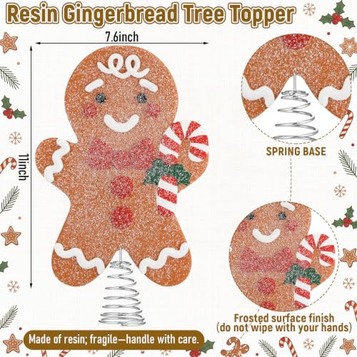 11 Inch Christmas Gingerbread Man Tree Topper Resin Holiday Decor