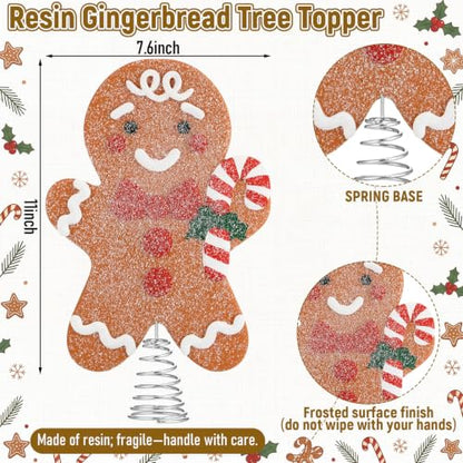 11 Inch Christmas Gingerbread Man Tree Topper Resin Holiday Decor
