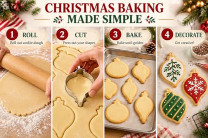 Christmas Ornament Cookie Cutter Set - 6 Stainless Steel Shapes for Holiday Baking