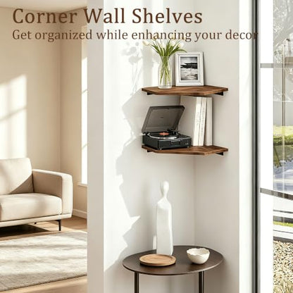 Rustic Corner Wall Shelf - Floating Wooden Storage Organizer for Home