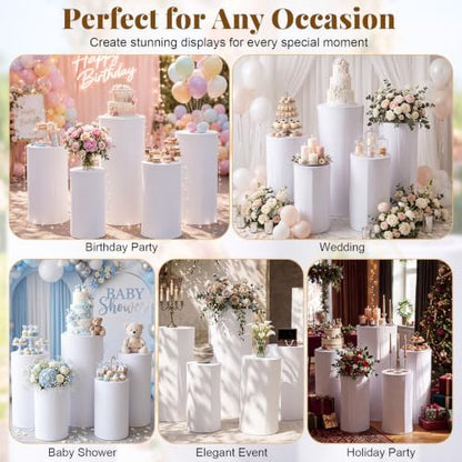 Party Water-Weighted Cylinder Stands Set with 5 Heights for Events