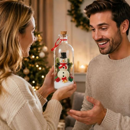 Recordable Christmas Tree in a Glass Bottle with Snowy Mini Trees - Red B