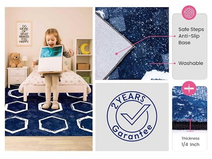 Large Classroom Rug 6x9 ft - Washable Kids Playroom Carpet for Elementary & Preschool