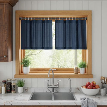 Black Spring Tension Curtain Rod 18-36 Inches No Drilling Adjustable Short Rods