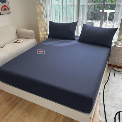 Queen Fitted Sheet with Elasticated Edges Microfiber Shrink-Resistant BYHIP A03