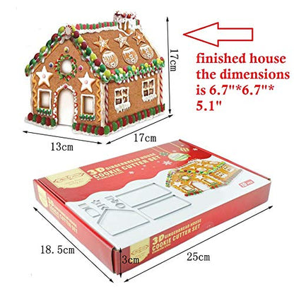 (Set of 10) Christmas Gingerbread House Cookie Cutter Set - Food Safe Steel, Holiday Baking Kit for Kids & Families Variation of THIS listing