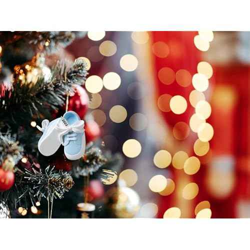 3" Baby Boy Shoe Ornament Babys First Christmas Ornament 2025 Blue Baby Booties - Can Be Personalized at Home - with Gift Box