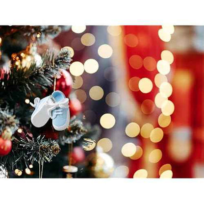 3" Baby Boy Shoe Ornament Babys First Christmas Ornament 2025 Blue Baby Booties - Can Be Personalized at Home - with Gift Box