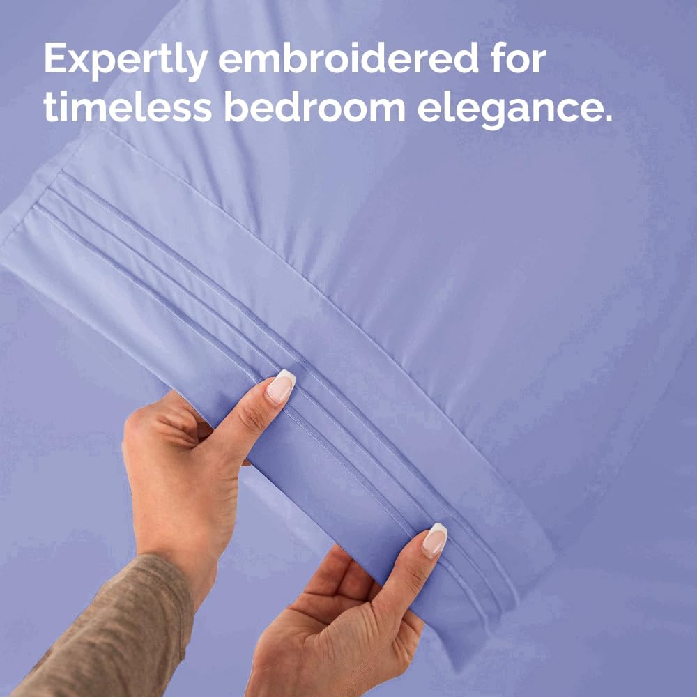 Skiennix Queen Pillow Cases Set of 2 - Ultra Soft Hotel Quality - Wrinkle-Free & Stain Resistant - Lavender Color