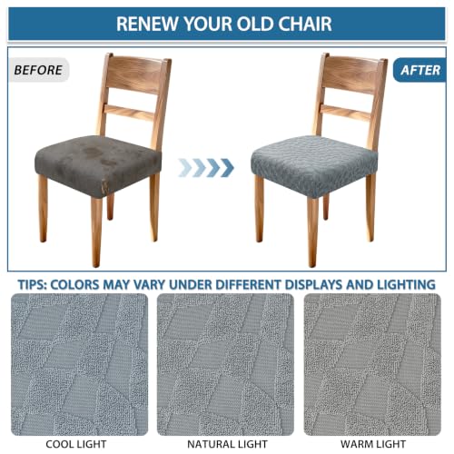 Stretch Dining Chair Seat Covers Set of 2 Light Grey - Washable Parson Chair Protectors with Elastic Bottom