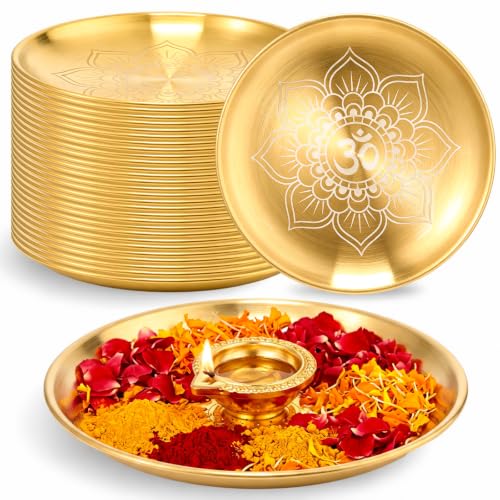 Diwali Pooja Thali Set - 6 Pcs Mandala Gold & Silver Gray Return Gifts
