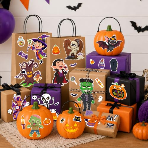 Halloween Stickers for Kids - 48 Assorted Spooky Designs - Variation of Halloween