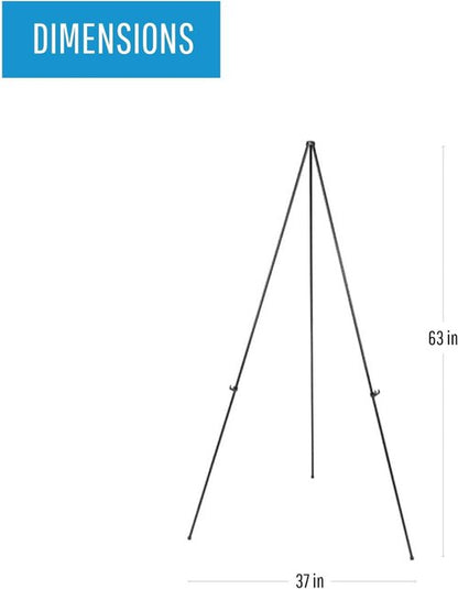 MasterVision Instant Easel - Lightweight Black Steel Design | 61.5" Height for Easy Setup